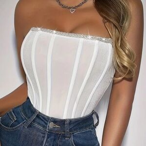 White Strapless Corset Bodysuit